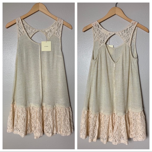 A'Reve Tops - A’reve Cream Boho Lace Tank Small